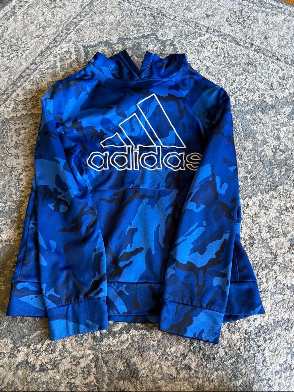 adidas Kids Royal Blue Camo Swim Hoodie